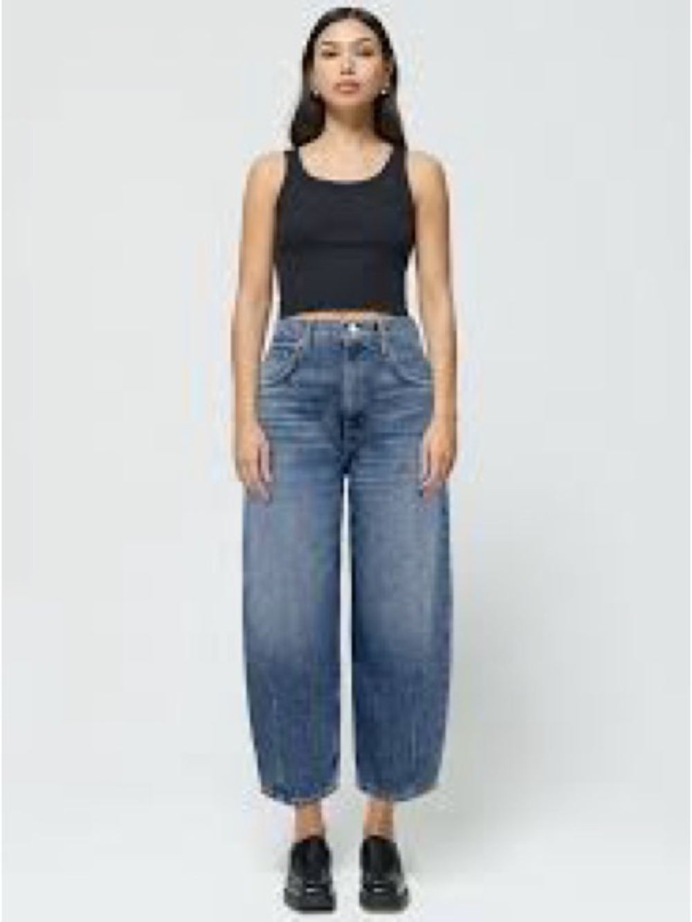 Etica Wide-Leg High-Rise Barrel Jeans in Blue Wash